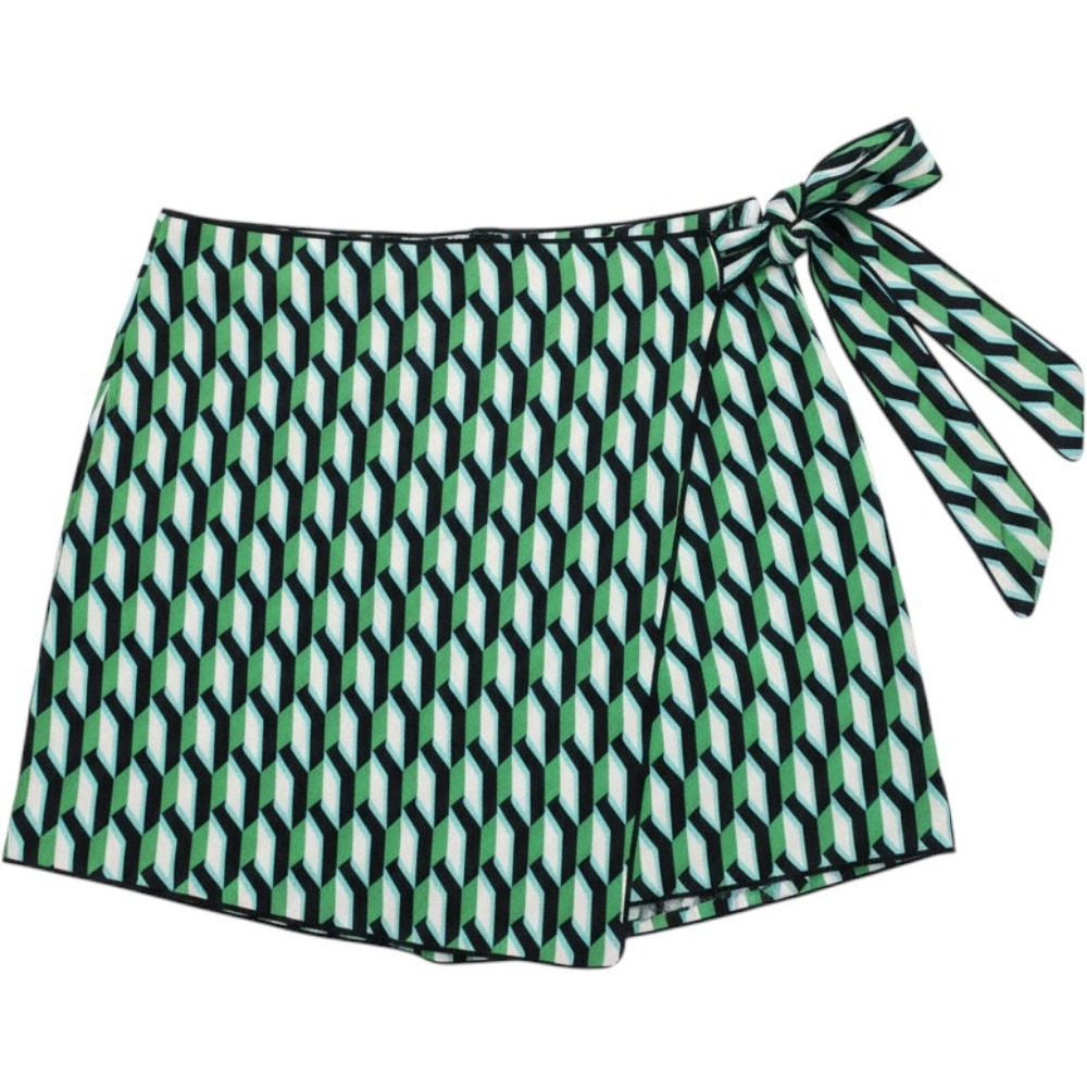 Diane von Furstenberg for Target Geometric Wrap Skort Women XS Green Black White